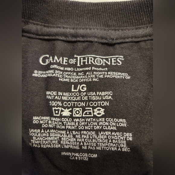 Game of Thrones T-Shirt "Choose Your House Wisely" on Front with Map NWOT - Picture 7 of 10
